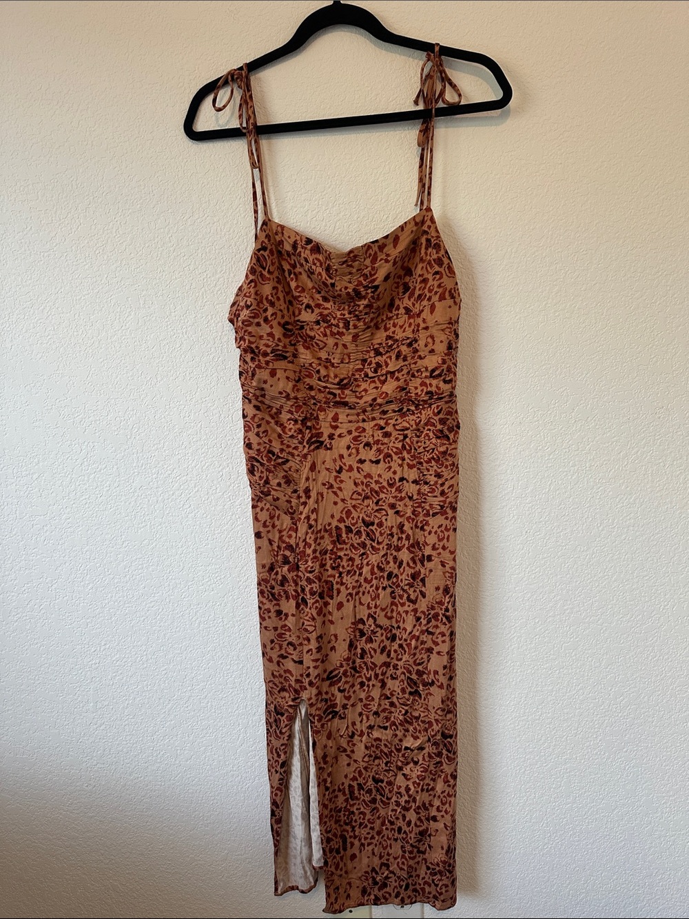 Free People Brown Leopard-Print Cowl Maxi Dress